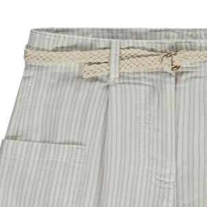 Pantalon rayé à poches + ceinture tressée pour fille 