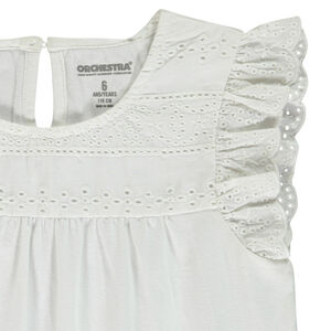 T-shirt manches courtes avec broderie anglaise pour fille 