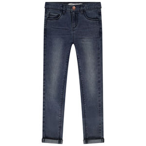 Jean skinny effet délavé avec jacron en simili cuir pour fille 