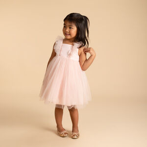 Robe de cérémonie volantée en tulle à croisillons pour bébé fille 