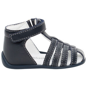 Nu-pieds bleus à brides et lanière à scratch 