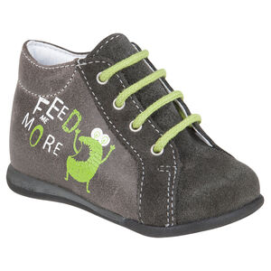 Bottillons à lacets en cuir avec inscription printée 