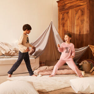 Set pyjama 2 pièces uni rose en micropolaire pour fille  