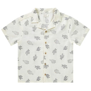 Chemise manches courtes à col cubain imprimé cactus pour garçon 