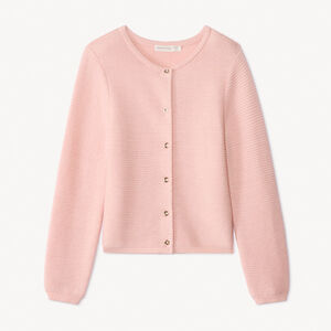 Gilet manches longues en tricot uni pour fille  