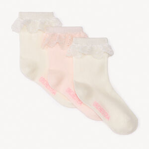 Lot de 3 paires de chaussettes à broderie anglaise pour bébé fille 