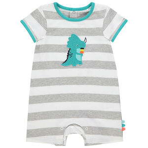 Combinaison courte à rayures et motif dinosaure 