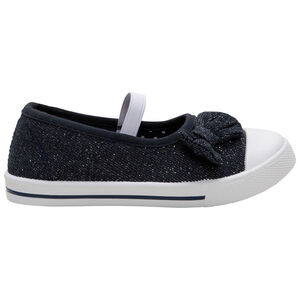 Babies brillantes en toile avec noeud et lanière élastiquée pour fille 