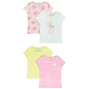 Lot de 4 t-shirts manches courtes fantaisie pour fille 