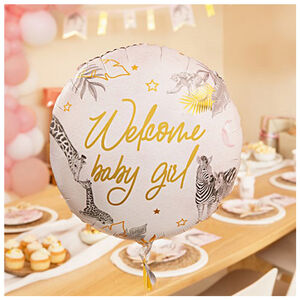 Ballon Aluminium Baby Safari "Welcome Baby Girl" 45cm 