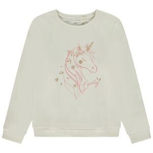 Sweat molleton print fantaisie pailleté pour fille 