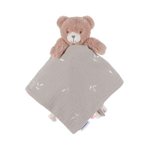 Doudou plat Jour & Nuit Lily l'ours rose/kaki 