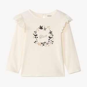 T-shirt manches longues à volants et print pour bébé fille 