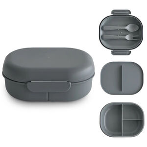 Lunchbox avec compartiments et couverts Gris Foncé 