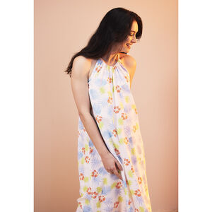 Robe longue imprimé exotique pour femme 