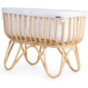 Berceau en rotin 80 x 40 cm + matelas + habillage en jersey 