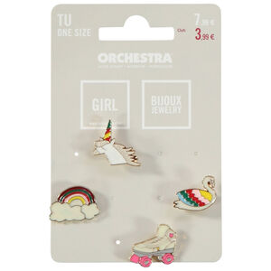 Lot de 4 pins fantaisie pour fille 