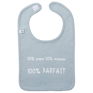Bavoir - "50% papa, 50% maman..." - Bleu grisé 