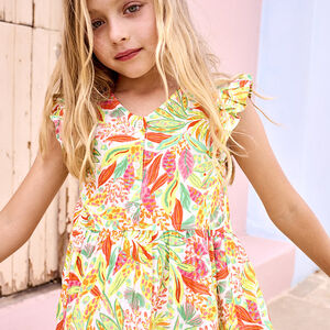 Robe sans manches imprimé végétal pour fille 