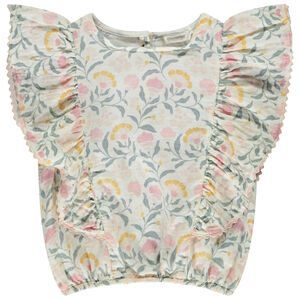 Top volanté en double gaze imprimé fleurs pour fille 