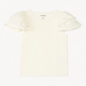 T-shirt manches courtes en broderie anglaise pour fille 