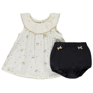 Ensemble 2 pièces avec robe imprimé licornes pour bébé fille 