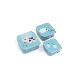 Lot de 3 boîtes à goûter Tiny Farm bleu 