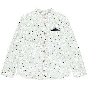 Chemise manches longues imprimé carrés + mouchoir pour garçon 