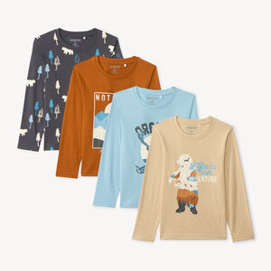 Lot de 4 t-shirts manches longues fantaisie pour garçon 