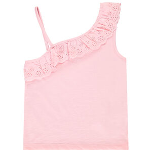 Débardeur à bretelles asymétriques et broderie anglaise pour fille 