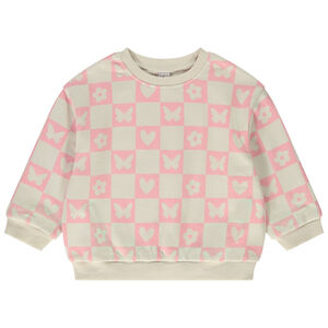 Sweat oversize en molleton imprimé damier pour bébé fille 
