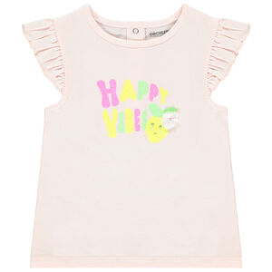T-shirt manches courtes à motif pailleté fluo pour bébé fille 