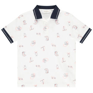 Polo manches courtes maille nid d'abeille imprimé pour garçon  