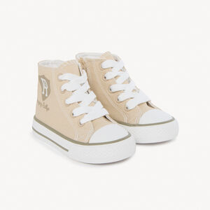 Baskets montantes zippée en toile print blason pour bébé garçon 