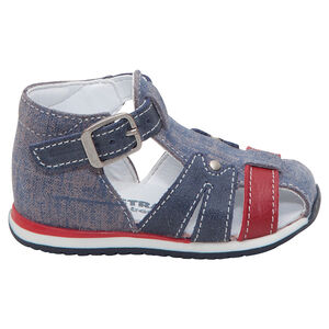 Sandales en cuir à lanières contrastées effet used 