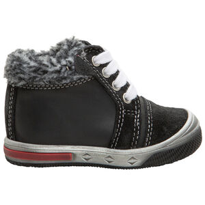 Bottillons en cuir à lacets et col en fausse fourrure 