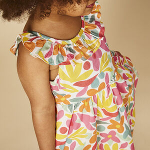 Robe en voile façonné imprimé fleuri pour bébé fille 