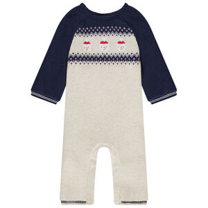 Combinaison longue en tricot jacquard bonhommes de neige pour bébé garçon 