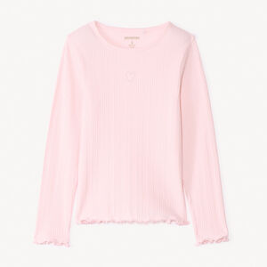 T-shirt manches longues avec cœur brodé pour fille   