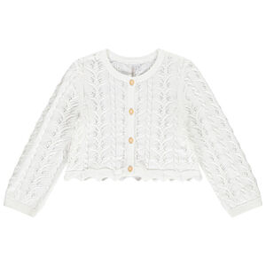 Gilet court en tricot ajouré pour bébé fille 