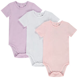 Lot de 3 bodies manches courtes unis pour bébé fille 