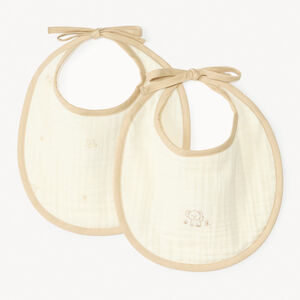 Lot de 2 bavoirs en gaze de coton BIO éléphant pour bébé 