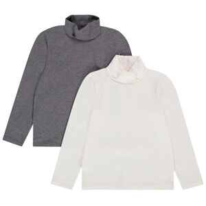Lot de 2 sous-pulls col roulé en jersey uni pour garçon 