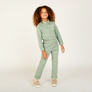 Combinaison longue en jean uni pour fille 