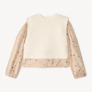 Chemise manches longues à pois effet 2 en 1 pour fille 