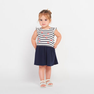 Robe effet 2 en 1 rayée et printée pour bébé fille 