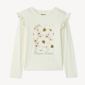 T-shirt manches longues print fleurs pour fille 