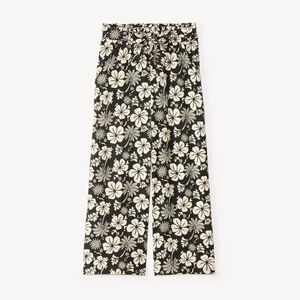 Pantalon fluide à imprimé fleurs exotiques avec ceinture nouée pour fille 