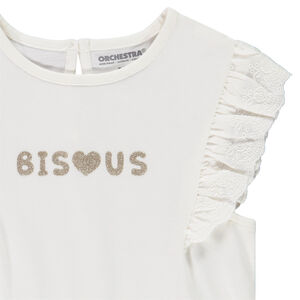 T-shirt manches courtes en broderie anglaise pour bébé fille 