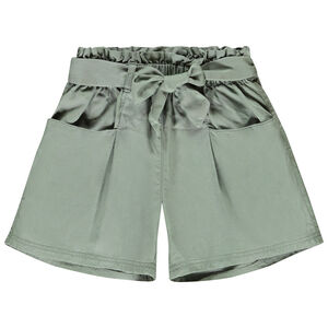 Short taille haute en twill avec ceinture à nouer pour fille 